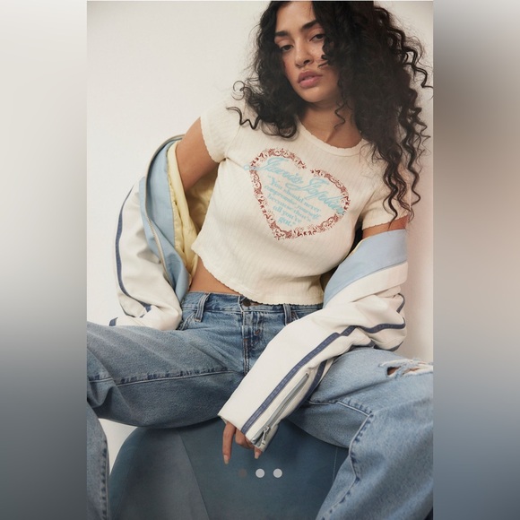 NWT Daydreamer Janis Joplin “Never Compromise” Cropped Ribbed Tee – Size XS - Picture 2 of 4